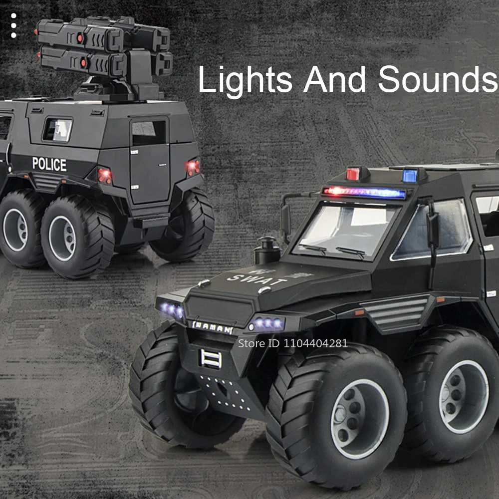 1:24 Shaman Armored Auto della Polizia In Lega Pressofusa Modello Giocattolo Auto Porte Aperta Suono Luce Tirare Indietro Veicolo In Miniatura Ragazzo Regalo Di Compleanno