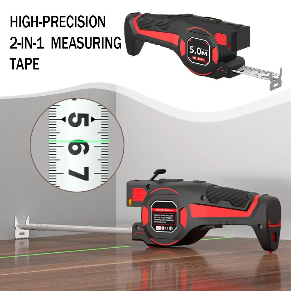 2 in 1 Laser Distance Meter Steel Tape High Precision Digital Electronic Device for Home Construction Measuring Tool