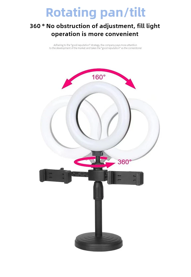 Photography Fill Ring Light With Bracket Stand Dual Position Led Ring Lamp for Video Recording Live Broadcast Selfie Led Lamp