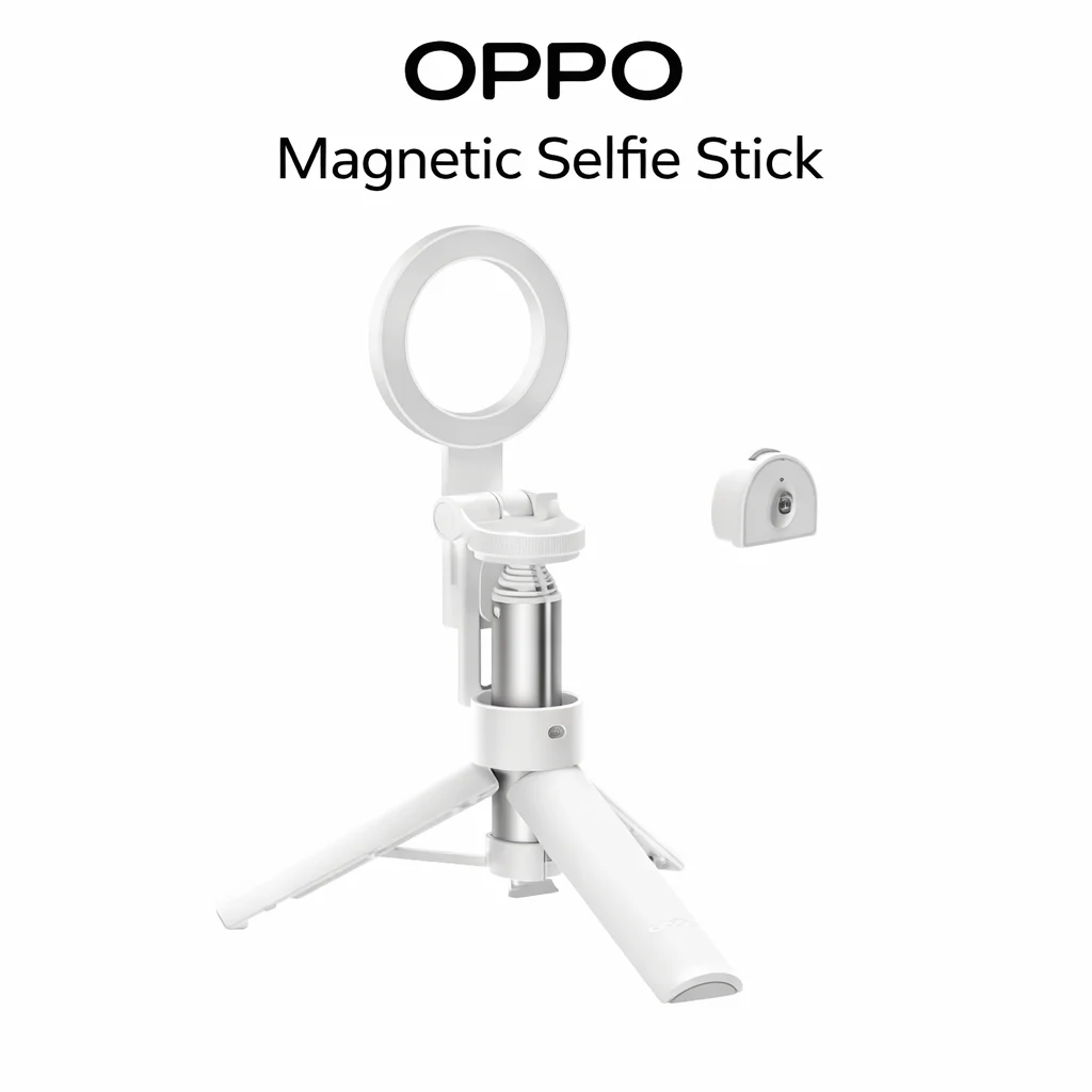 

Магнитная селфи-палка OPPO белого цвета с Bluetooth-подключением, совместима с OPPO Find X9 Pro и Find X9 Ultra