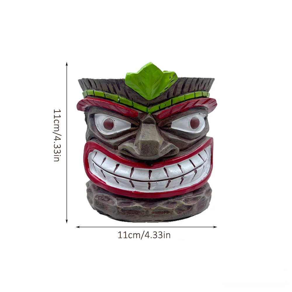 Funny Tiki Head Indoor Planter, Humorous Succulent Pot, Adorable Easter Island Flower Pot, Distinctive Face Resin Flower Pot