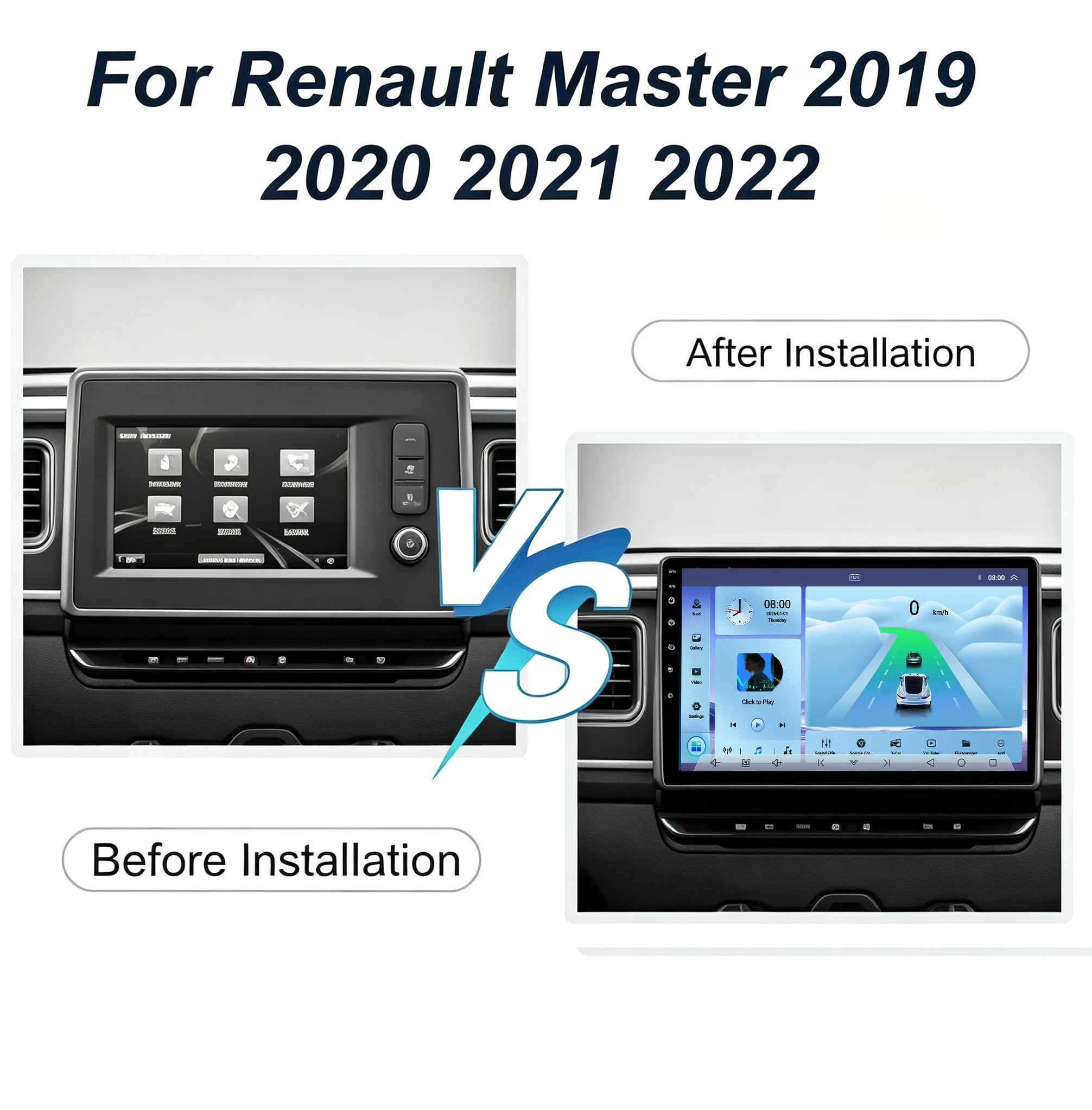 Cortex-A76 Octa-Core Android 16 Car For Renault Master 2019 2020 2021 2022 Stereo Head Unit Navigation Wireless Carplay NO 2Din