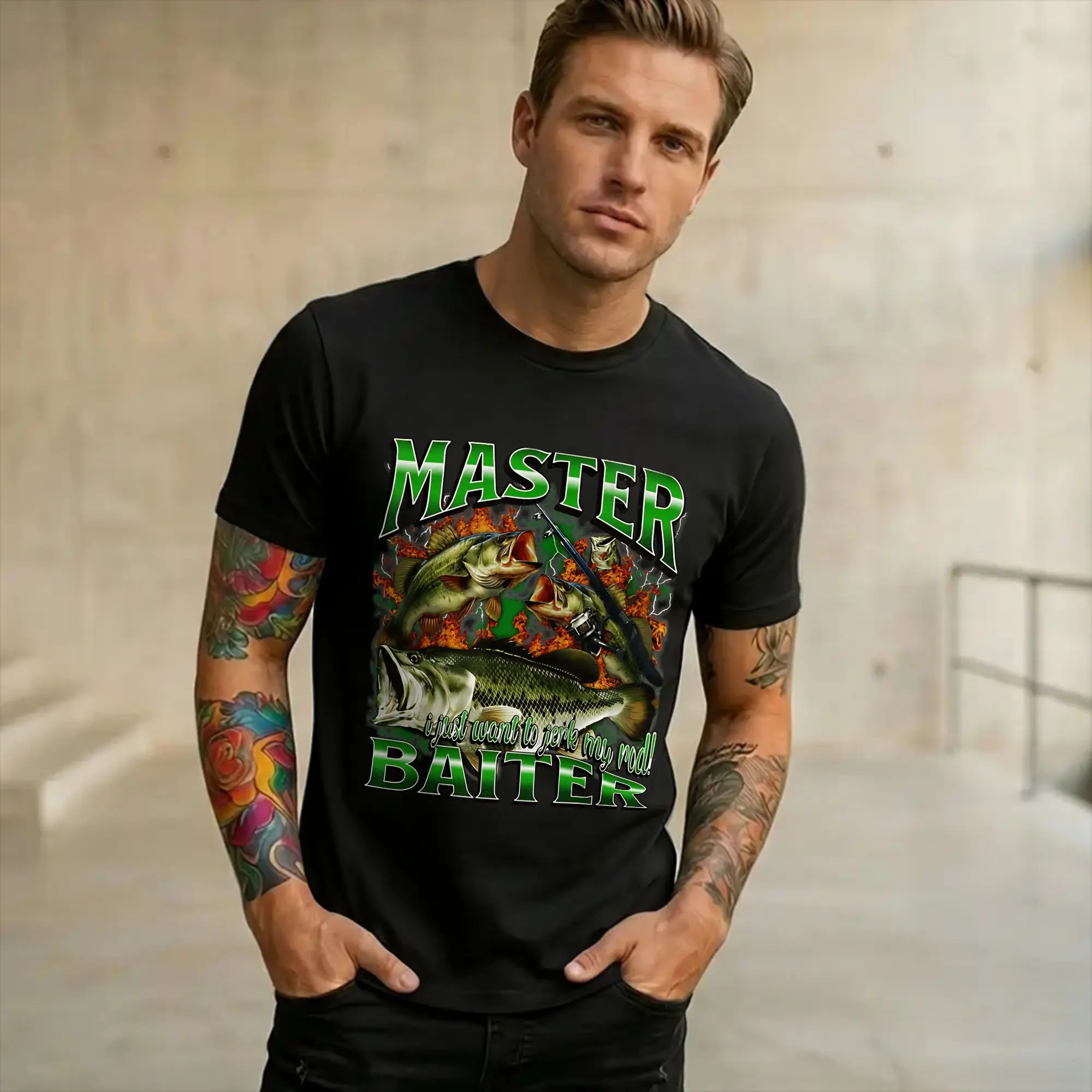 Master Baiter Funny Fishing  Graphic Printing T Shirt for Men Women  100% Cotton  Tee Shirt Clothing