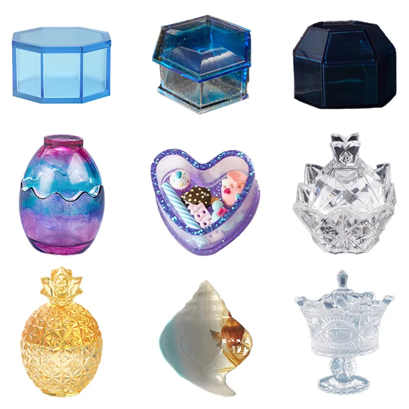 DIY Epoxy Resin Silicone Molds Set with Storage Box for Butterfly Bear Egg Casting Desktop Ornaments Craft Making Kit