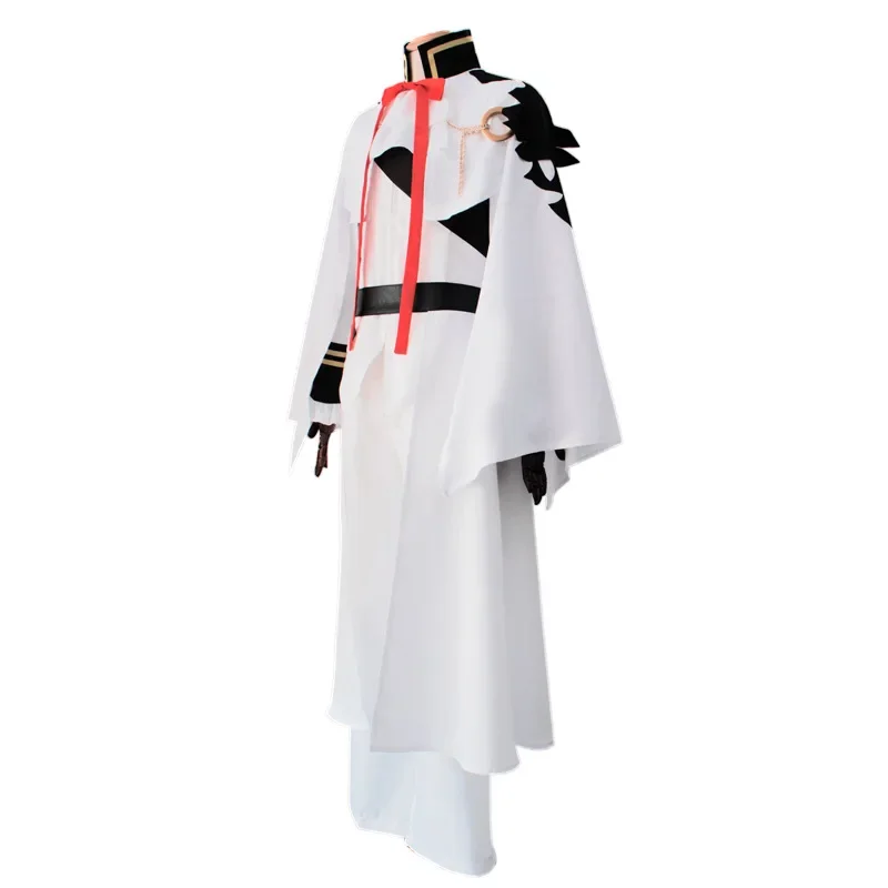 Seraph of the End Ferid Bathory Cosplay Costumes Vampire Cloak White Uniform Suits Unisex Silver Grey Wig Headwear Clothes