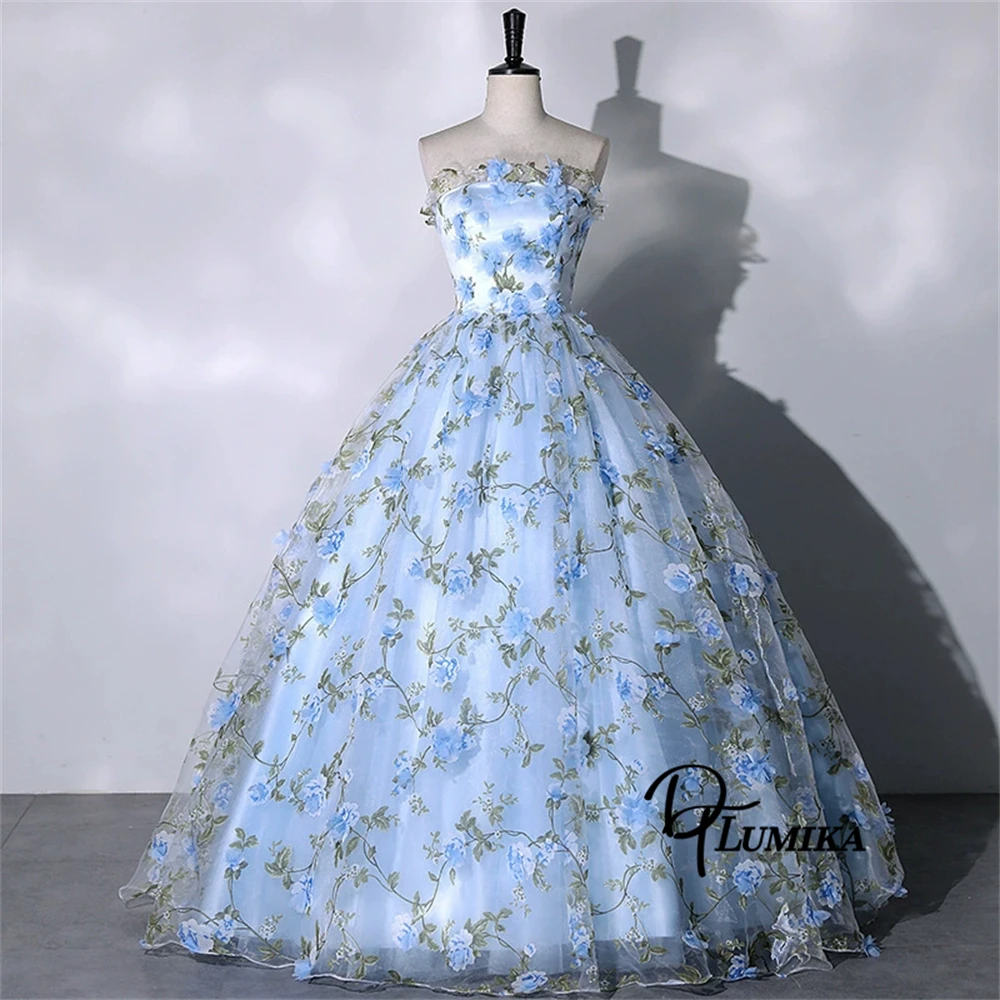 DTLumika Princess Floral Ball Gown for Women 2025 Strapless Lace-up Quinceanera Dresses Sweet 15 16 Gowns