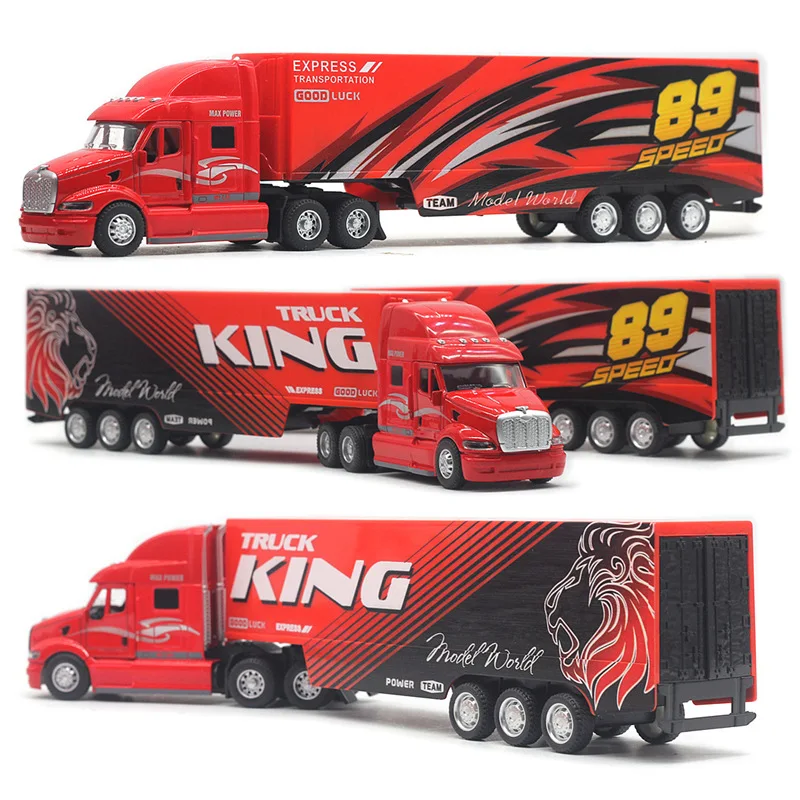 

1:48 американский стиль, окрашенный сплав, сверхмощный грузовик-контейнер, звуковая и световая модель автомобиля, игрушка, новый продукт, детский подарок