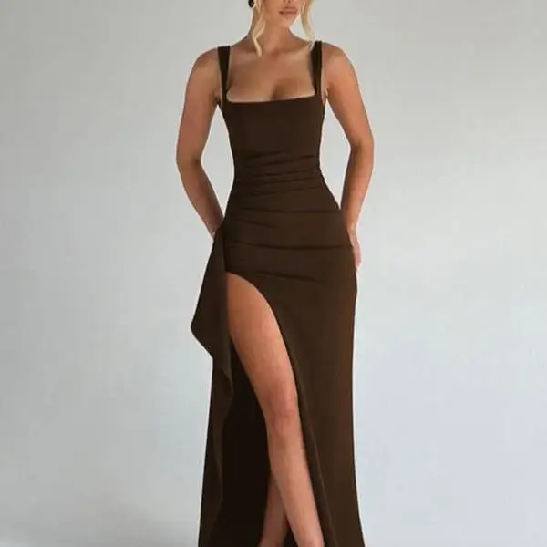 

Women's Pure Color High Side Split Svel Slim Fit Tank Top And orts Set Casual Sportswear Autumn Season Seven Quarter ...