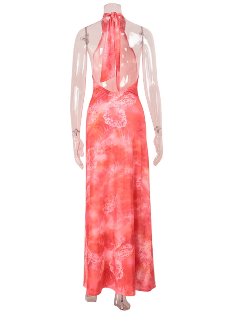 CNYISHE Stampe Maglia Sheer Halter Senza maniche Backless Guaina Moda Holiay Abiti Chic Sexy Club Abiti da donna Donna Aderente