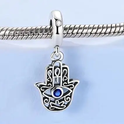 

925 Silver Charm Pendant Fit Bracelet Making Original Demon's Eye Palm Woman Jewelry