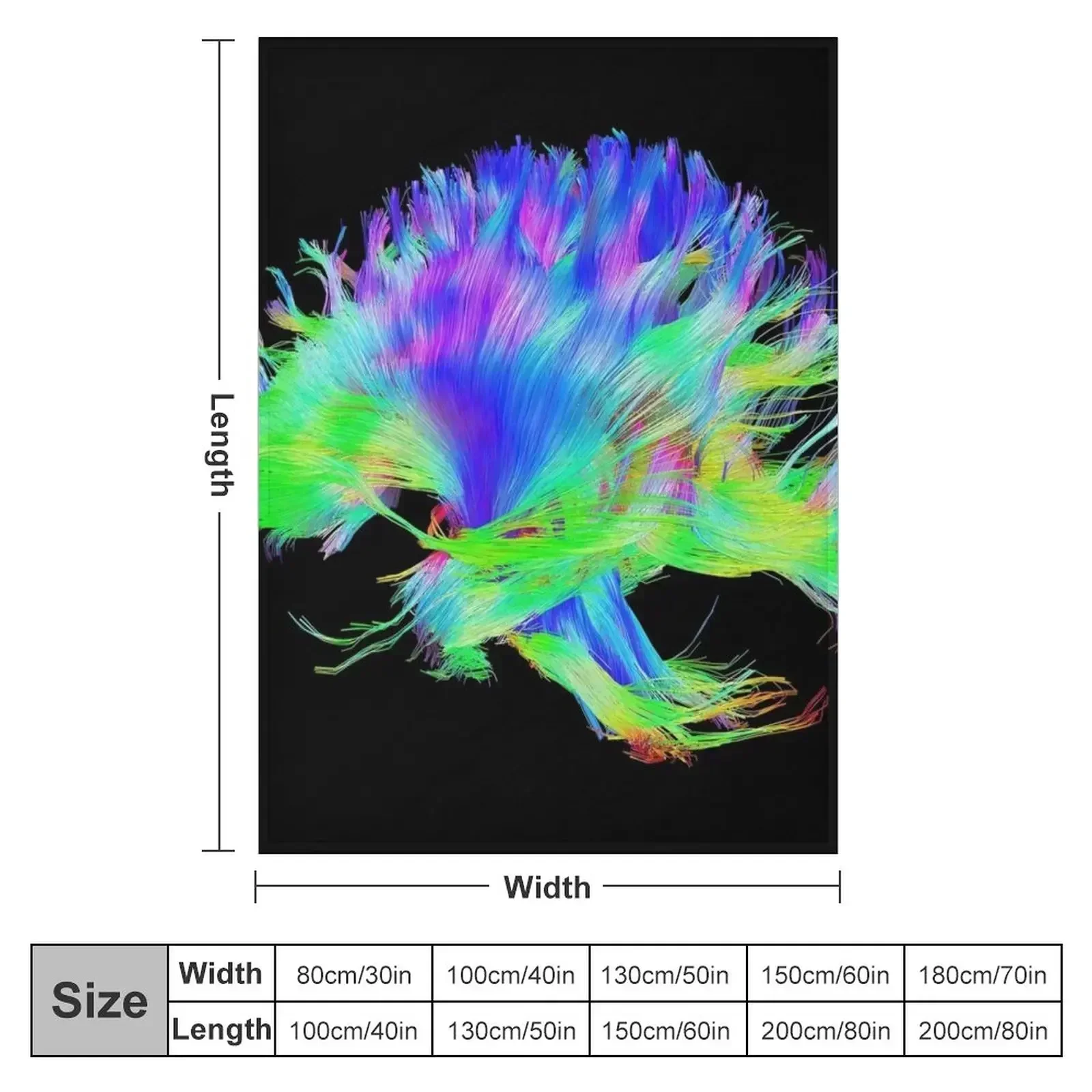 Fiber Tracts Of The Brain, Dti, Medical Imaging Scan Throw Blanket couch cozy soft plush fuzzy picnic outdoor blanket