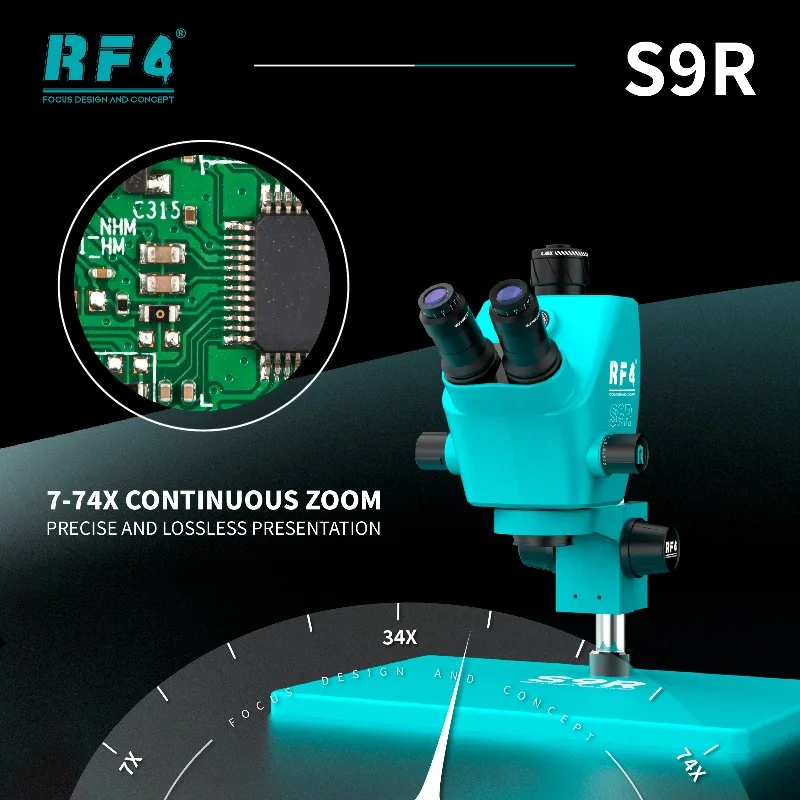 RF4 S9R Trinocular Optical Microscope 7-74X 1