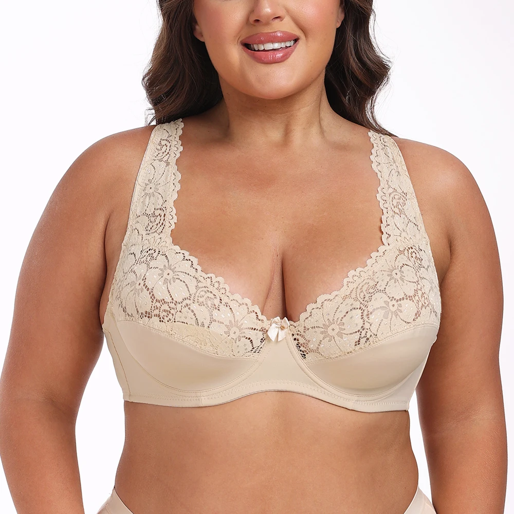 Bras For Womens Lingerie Floral Lace Bra Underwire Brassiere Perspective Plus Size Underwear Female Sexy BH Tops