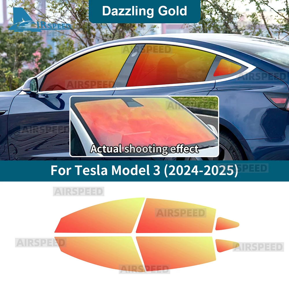 

Color Summer Tint Film For Tesla Model 3 2017-2021 2022 2023 Highland 2024 2025 Car Front Rear Side Window Solar UV Protector