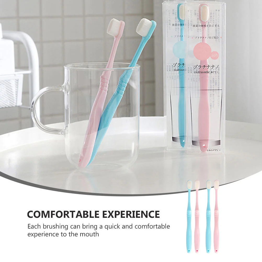 

4pcs Soft-Bristle Toothbrush Japanese Style Ergonomic Portable Adult Toothbrush For Teeth Cleaning Bristles Brush Men Women
