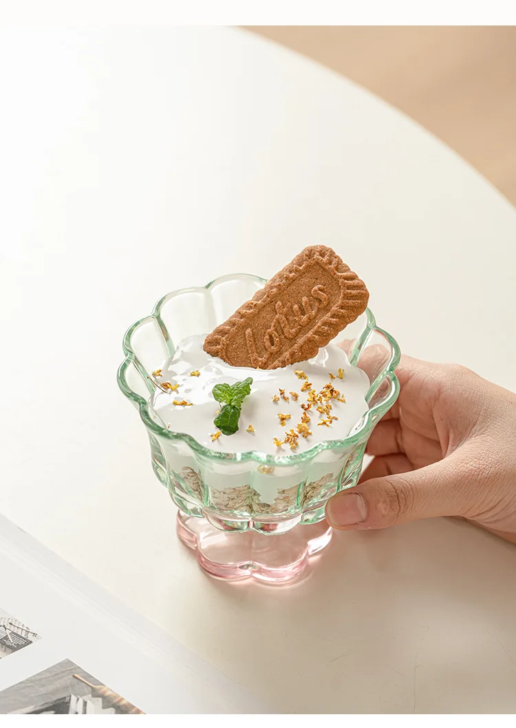 HYS petal dessert cup - premium glass milk & juice cup