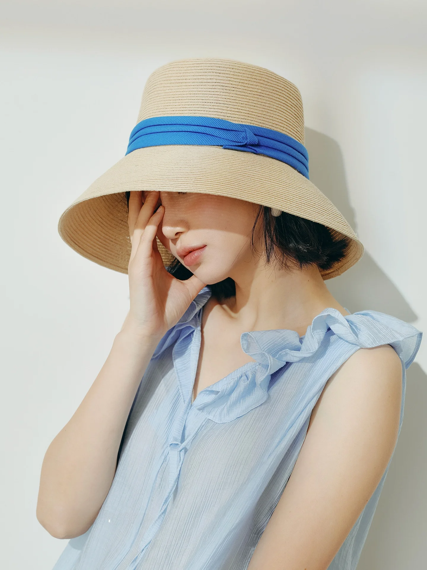 summer-large-brim-straw-hat-women's-sun-protection-breathable-holiday-face-slimming-hat-adjustable-size-round-top-cap