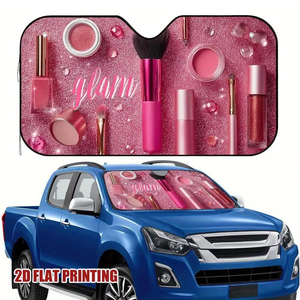 Pink Make Up Tools 1pc 2D Flat Pring Hot Selling and Popular Windshield Sunshade for Car Cosmetics2 100% Polyester