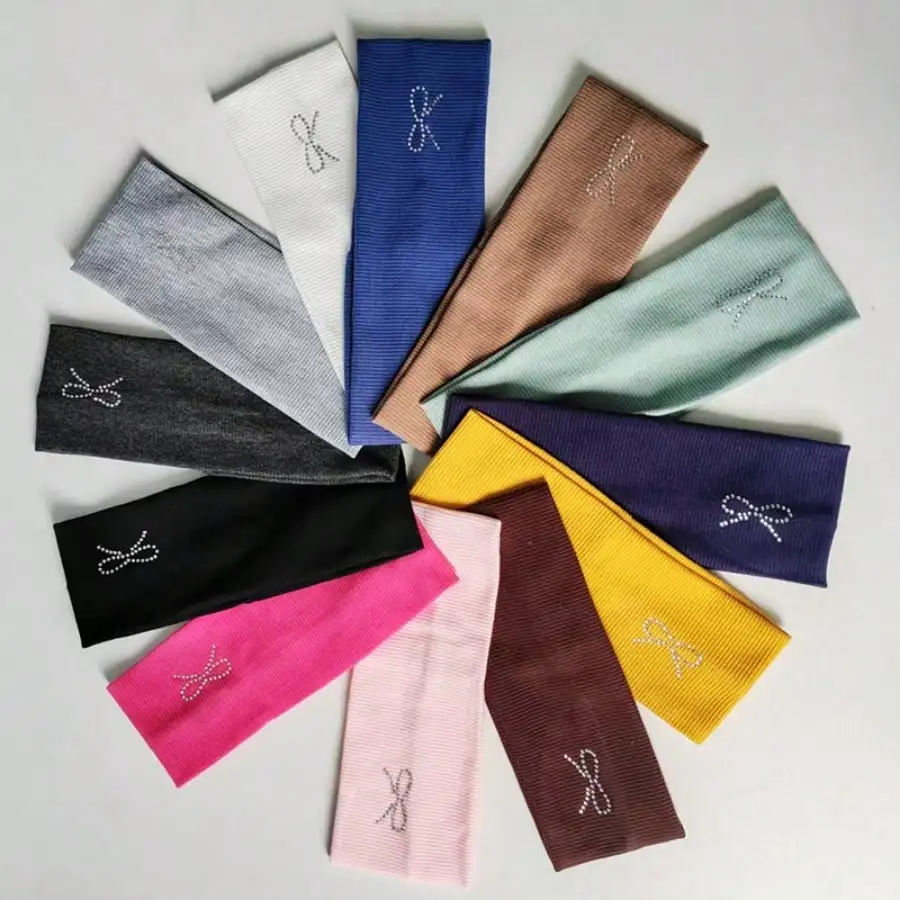 

Rhinestone Bow Knitted Headband, Four Seasons All-match Sports Sweat Absorbing Hair Band Casual Daily Wear