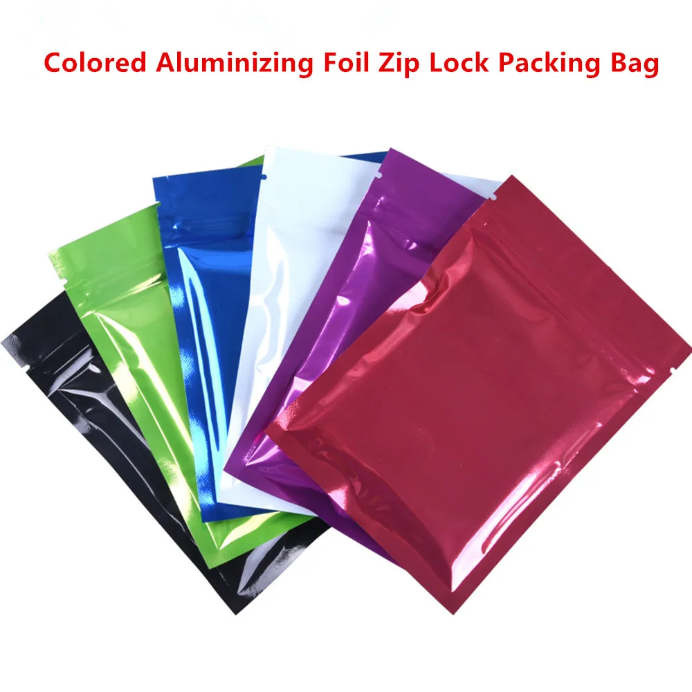 

100pcs Colored Aluminizing Foil Zip Lock Bags - Zipper Resealable shiny Aluminum Pouch Blind Box Gift Packaging Underwear Pack