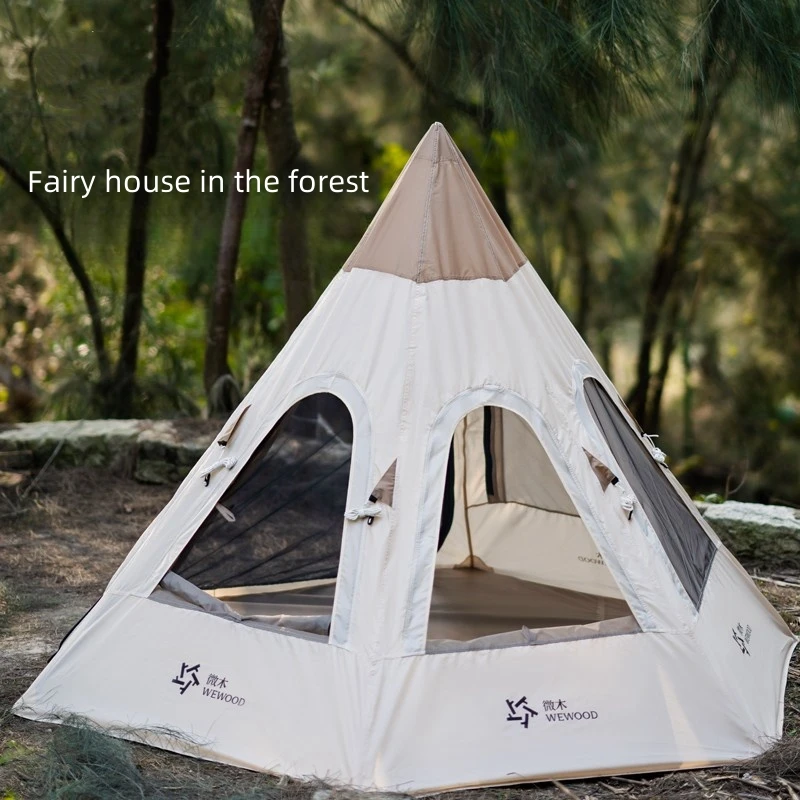 Imagem -02 - Tenda Pirâmide Espinha Respirável Tenda Torre Apontada Sombrinha e Chuva Prova Alta Aparência Acampamento ao ar Livre Indiano