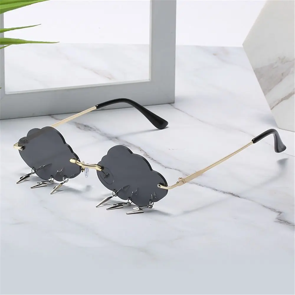 Cloud & Lightning Metal Rimless Cartoon Pendant, Y2K Glass 1pc Cloud & Lightning Shaped Metal Frameless Cartoon Pendant  main image 4