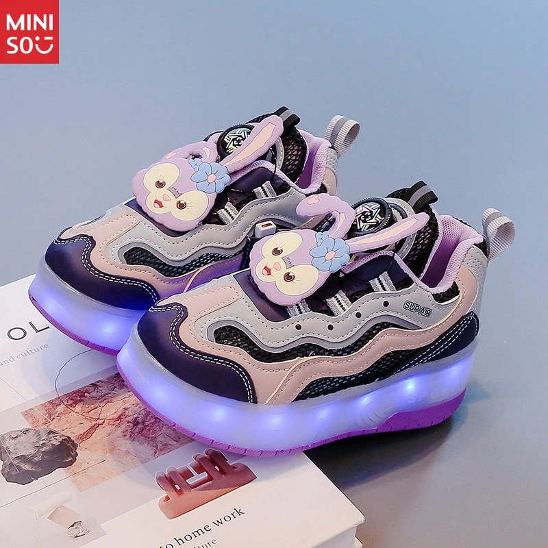 Sepatu Roda Kulit Disney 2025 Star Darl Heelys untuk Anak Perempuan, dengan Anti-Selip