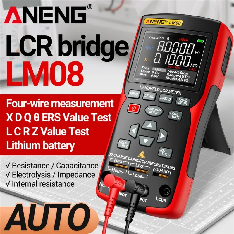 Multímetro Digital ANENG LM08 Medidor de Ponte de Alta Precisão Testador Eletrônico Automático de Capacitância Resistência Indutância