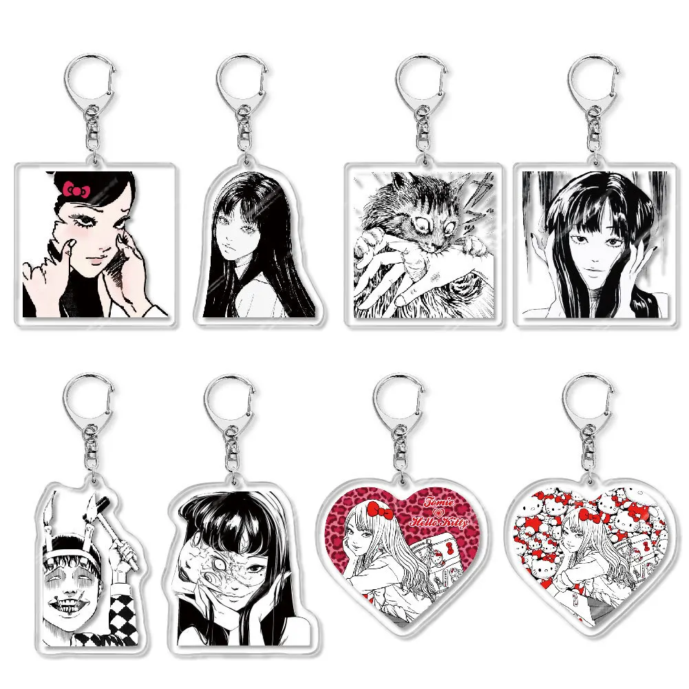 Classic Junji Ito Horror Manga Kawakami Tomie Souichi Double Character Acrylic Keychain Stand Desktop Ornament Charm Collectible