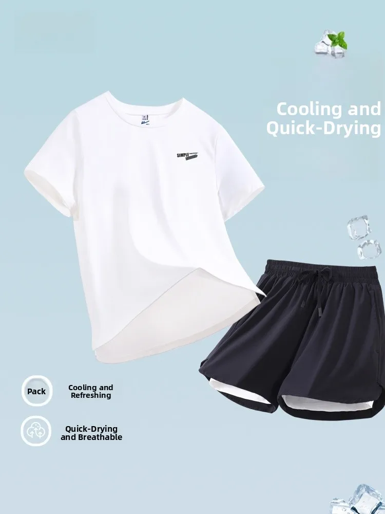 

Женский летний спортивный комплект из дышащего нейлона и спандекса с эффектом охлаждения, влагоотводящий, повседневный, из ледяного шелка