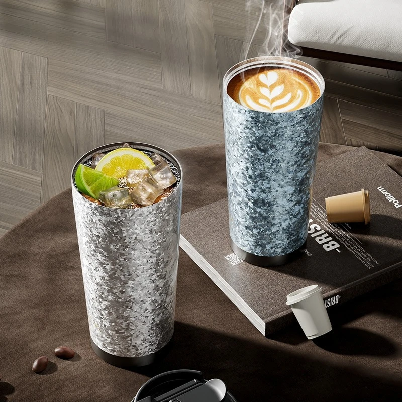 Double-Wall Pure Titanium Insulated Cup with Straw & Filter, Dual-Drink Lid Travel Mug, Hot Cold Retention Durable Long-Lasting