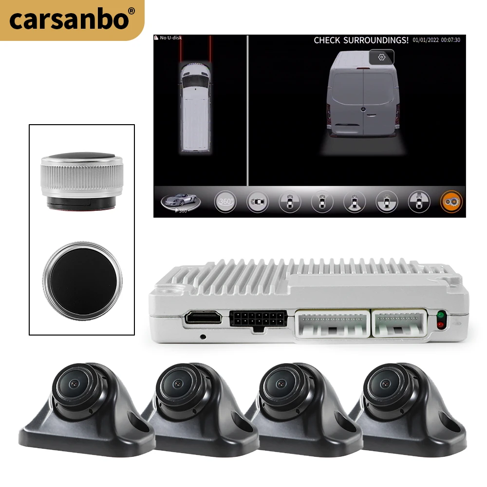 Carsanbo 360 Van Camera System Bird's Eye View Camera 24 Hours Parking Monitoring DVR Recorder