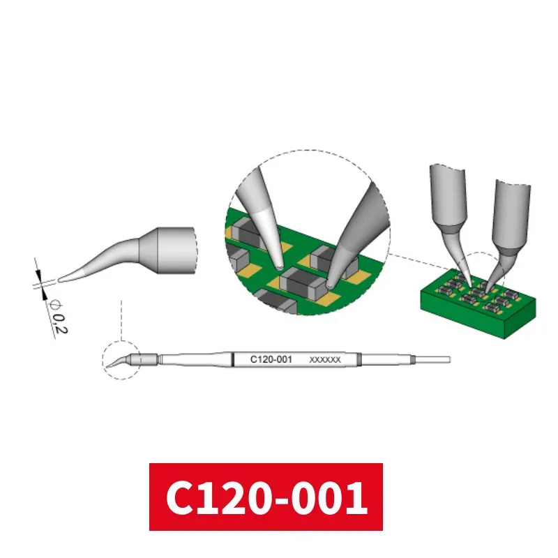 1 Piece C120-001/002/011 Soldering Tip (Made-in-China) for JBC AM120A Tweezers Handle, NOT Original