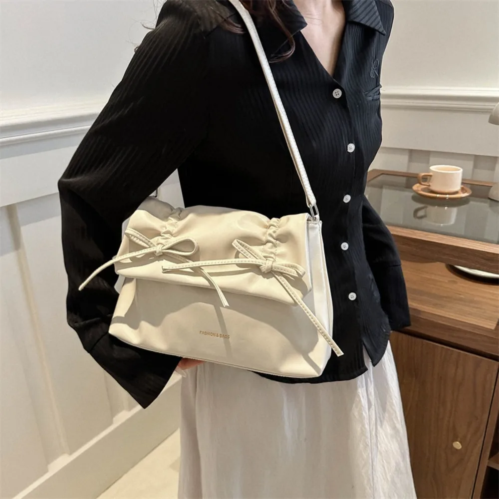 Trendy Bow Shoulder Bag Handbag Casual Messenger Bag Underarm Bag Daily Commuting Bag PU Business Women's Bag