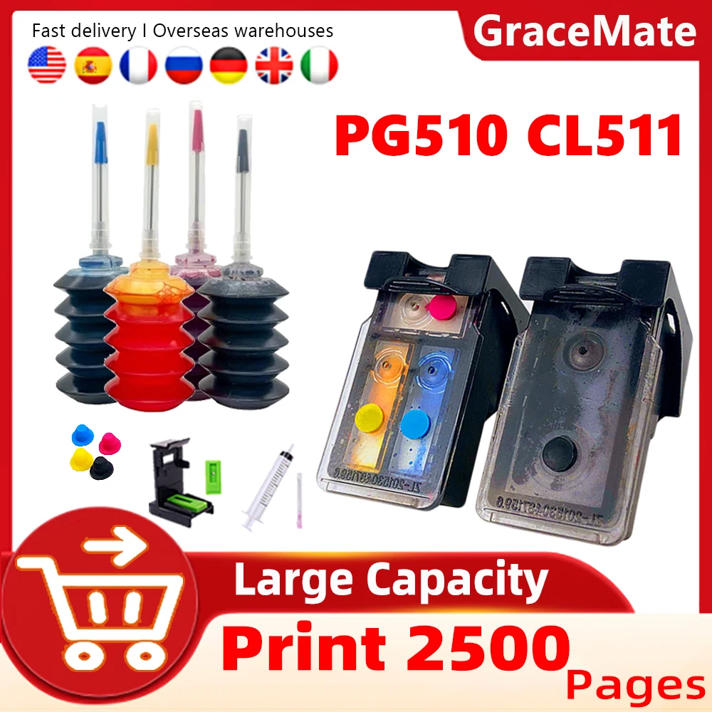 

PG510 CL511 PG 510 CL 511 Ink Cartridge Compatible For Canon PIXMA MP270 MP272 MP280 MP330 MP480 MP490 MP492 MP495 MP499 printer