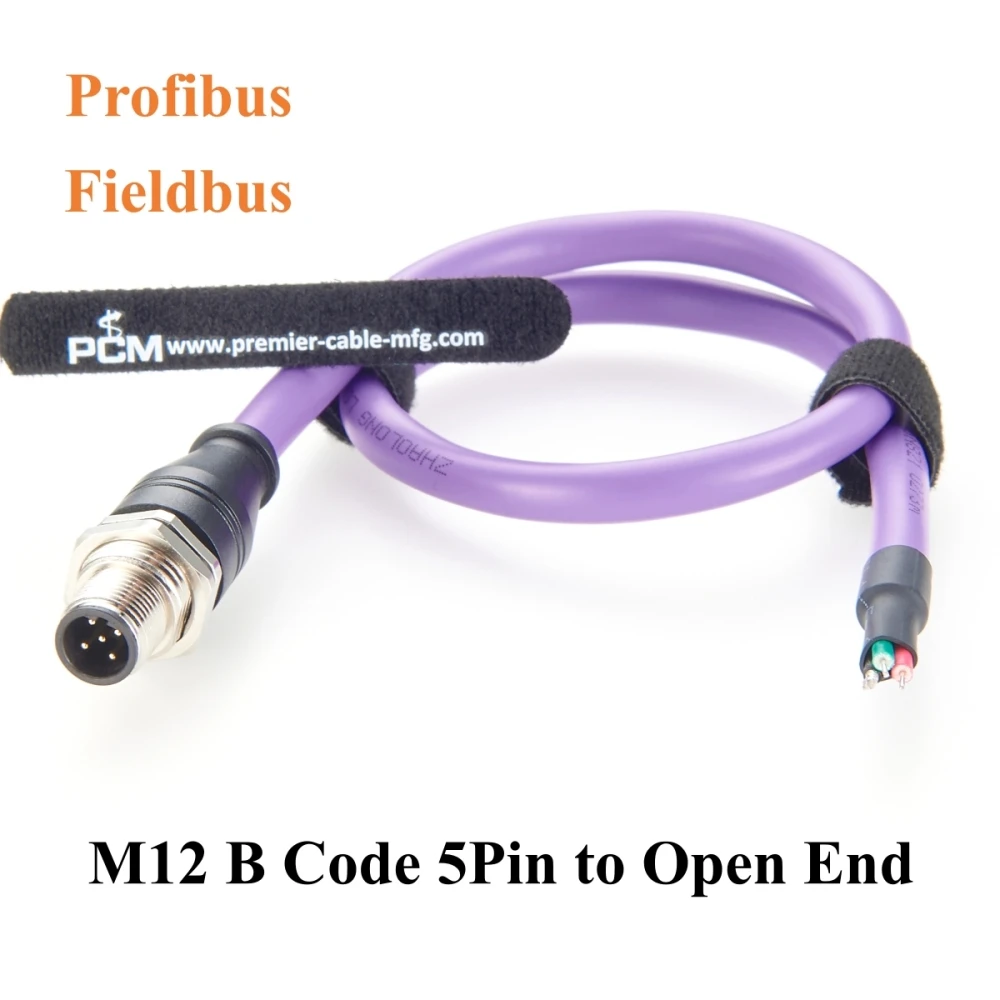 

M12 B Code 5 Pin Male to Open End Cable Front Panel Mount IP67 Shielded Industrial Fieldbus Connector M12 Profibus Cable