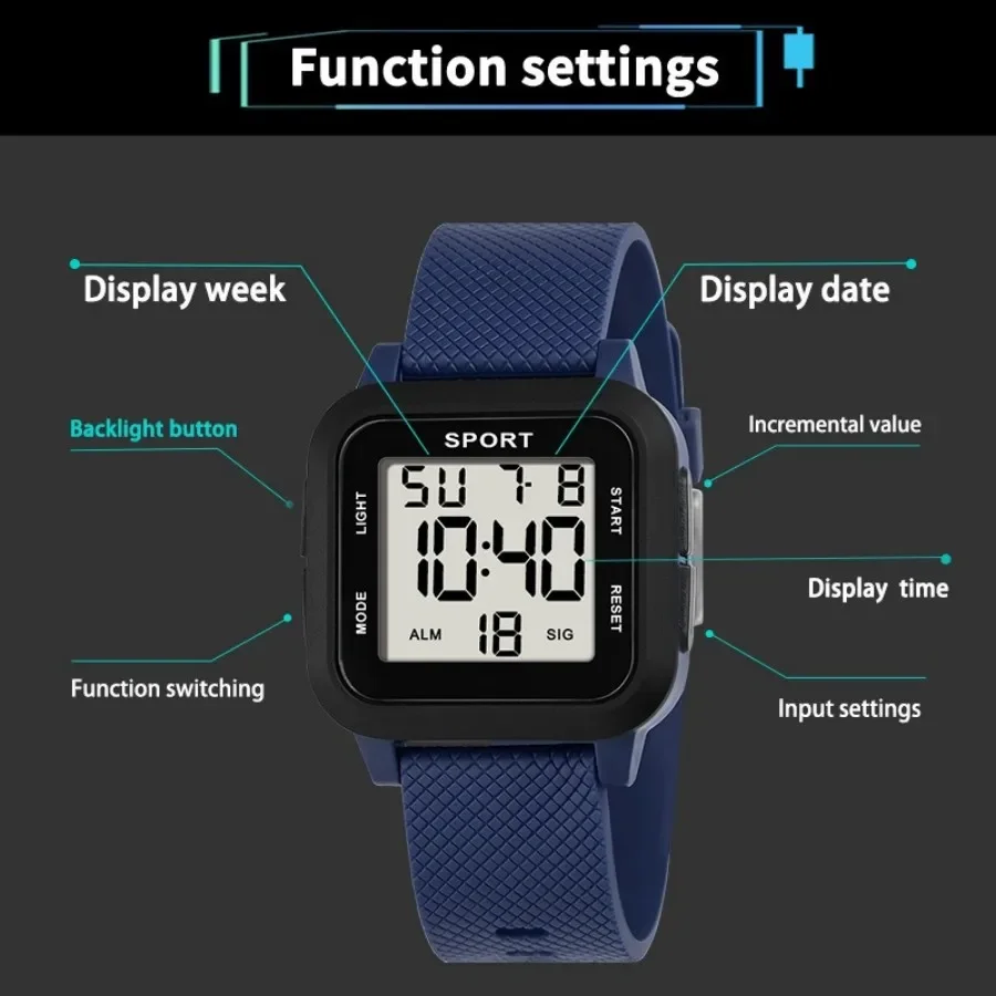Jam Tangan Olahraga Anak Luar Ruangan Jam Alarm Multifungsi Jam Tangan Digital Anak Laki-laki Jam Tangan Elektronik Militer Bercahaya Tahan Air