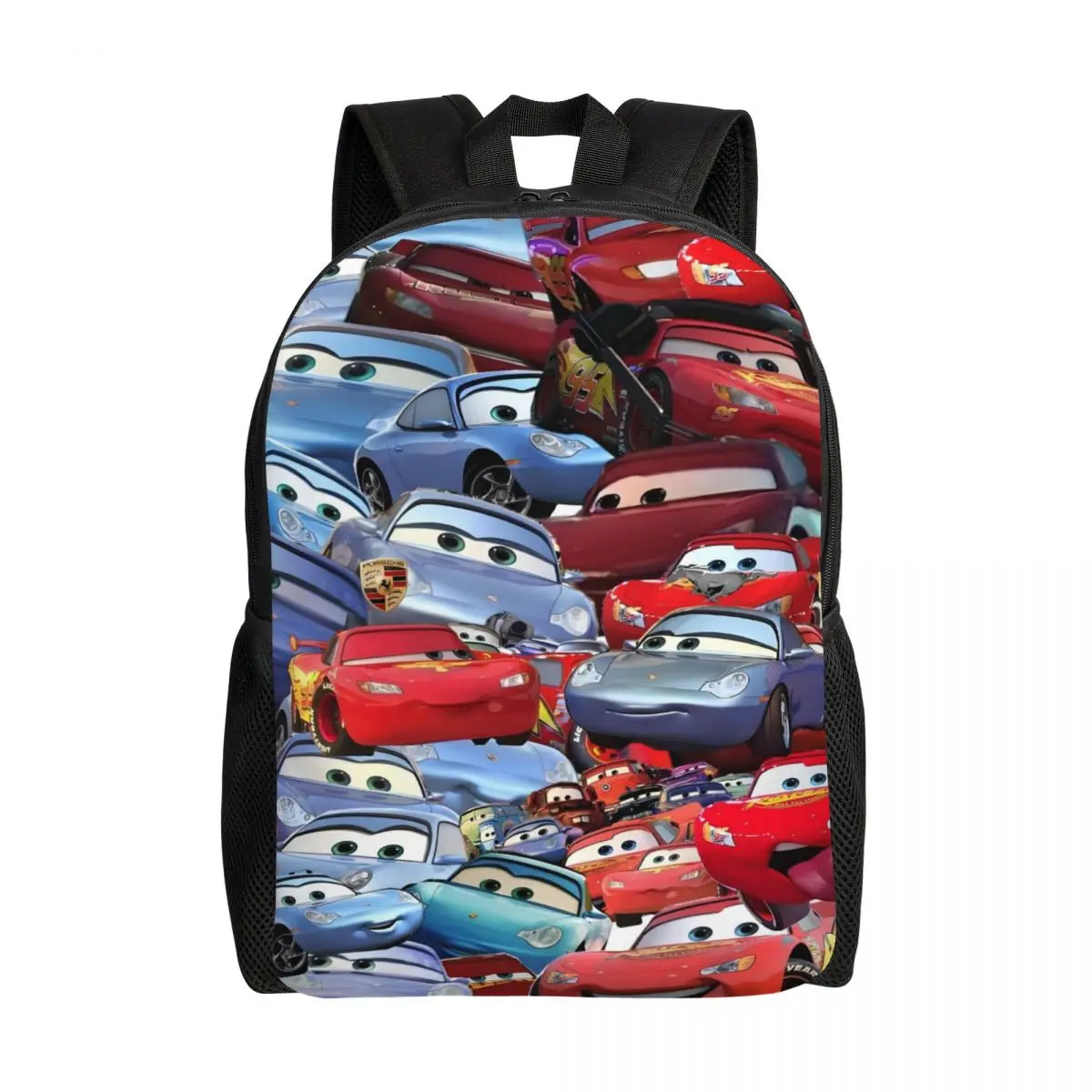 

Custom Lightning McQueen Laptop Backpack Men Women Basic Bookbag for College School Students fictional stock car Bag