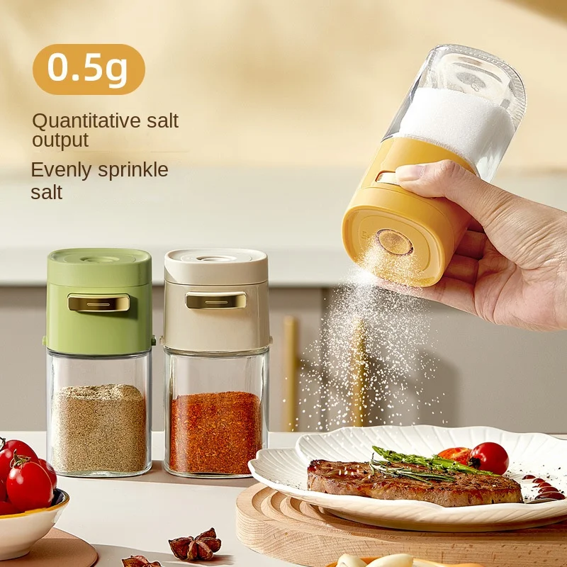 Metering Salt Shaker Push Type Seasoning Salt Dispenser Salt Tank Sugar Bottle Spice Pepper Salt Shaker Jar Can Bottle