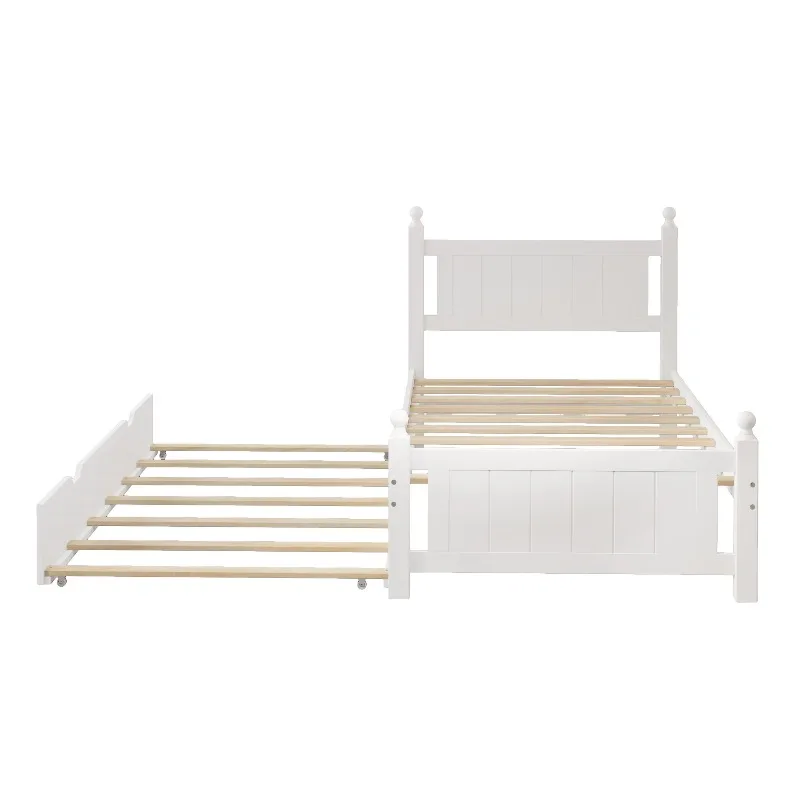 

Solid wood platform bed with castors for children's rooms with limited space bunk beds