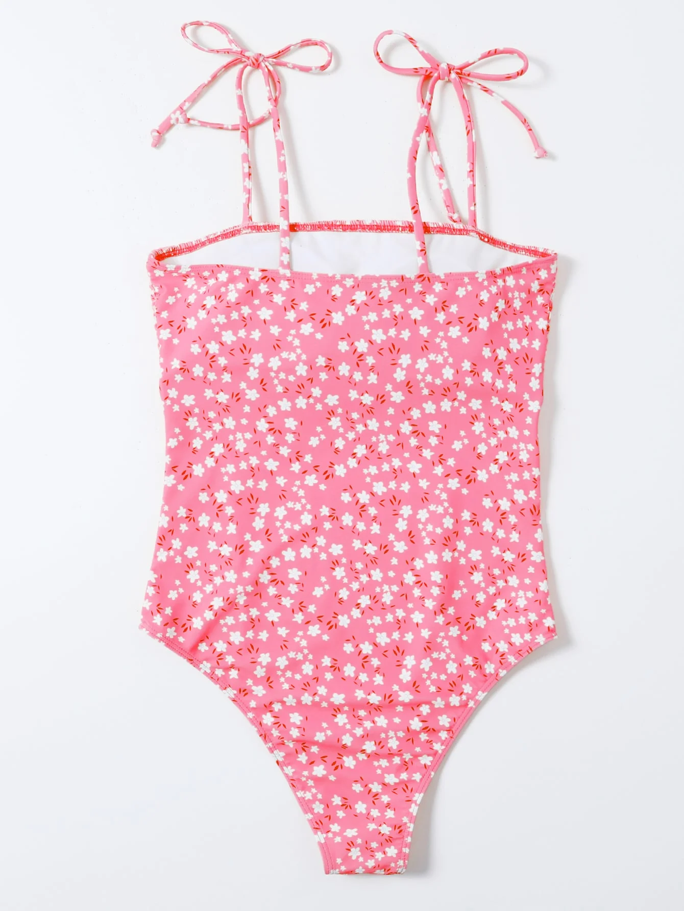 HYRAX-One-Piece Swimsuit, Tie Up, Tight Fitting, Pink Floral, Beach Swimwear, Bathing Suit, New, 2024