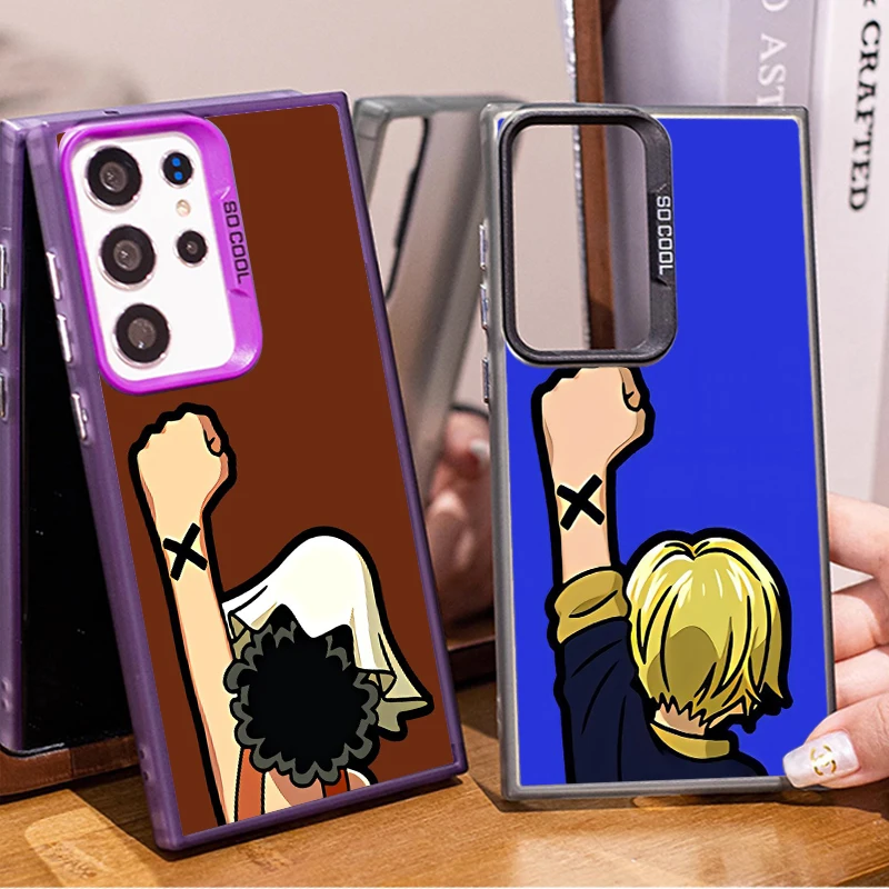 Comics One Piece Sanji Usopp For Samsung A71 A52 A53 A51 A34 A33 A32 A21S A23 A15 A12 A13 A05 5G Colorful Silver Back