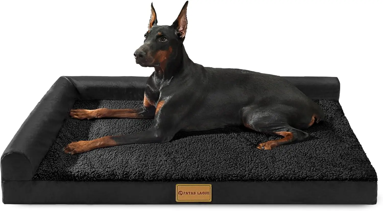 

Extra Large Orthopedic Dog Bed 48x30in, Waterproof Bolster Sofa with Removable Cover, Non-Slip Bottom Black