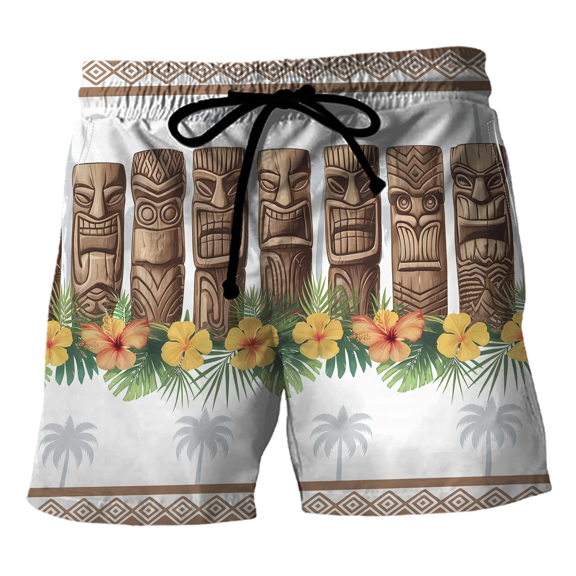 

2025 модные гавайские пляжные шорты с 3D принтом Тики, повседневные детские шорты Aloha Polynesia God для мужчин, шорты Aloha Boy