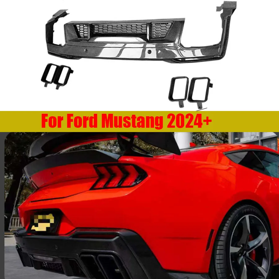 For Ford Mustang 2024+ Dry Carbon Fiber Back lip Car Rear Bumper Diffuser Rear Splitters Spoiler Back lip automotive parts