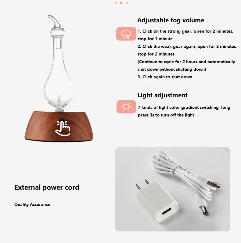 유리 저장소 분무기, 순수 에센셜 오일, 아로마 테라피 디퓨저, 아로마 가습기, 100-240V, 50ml