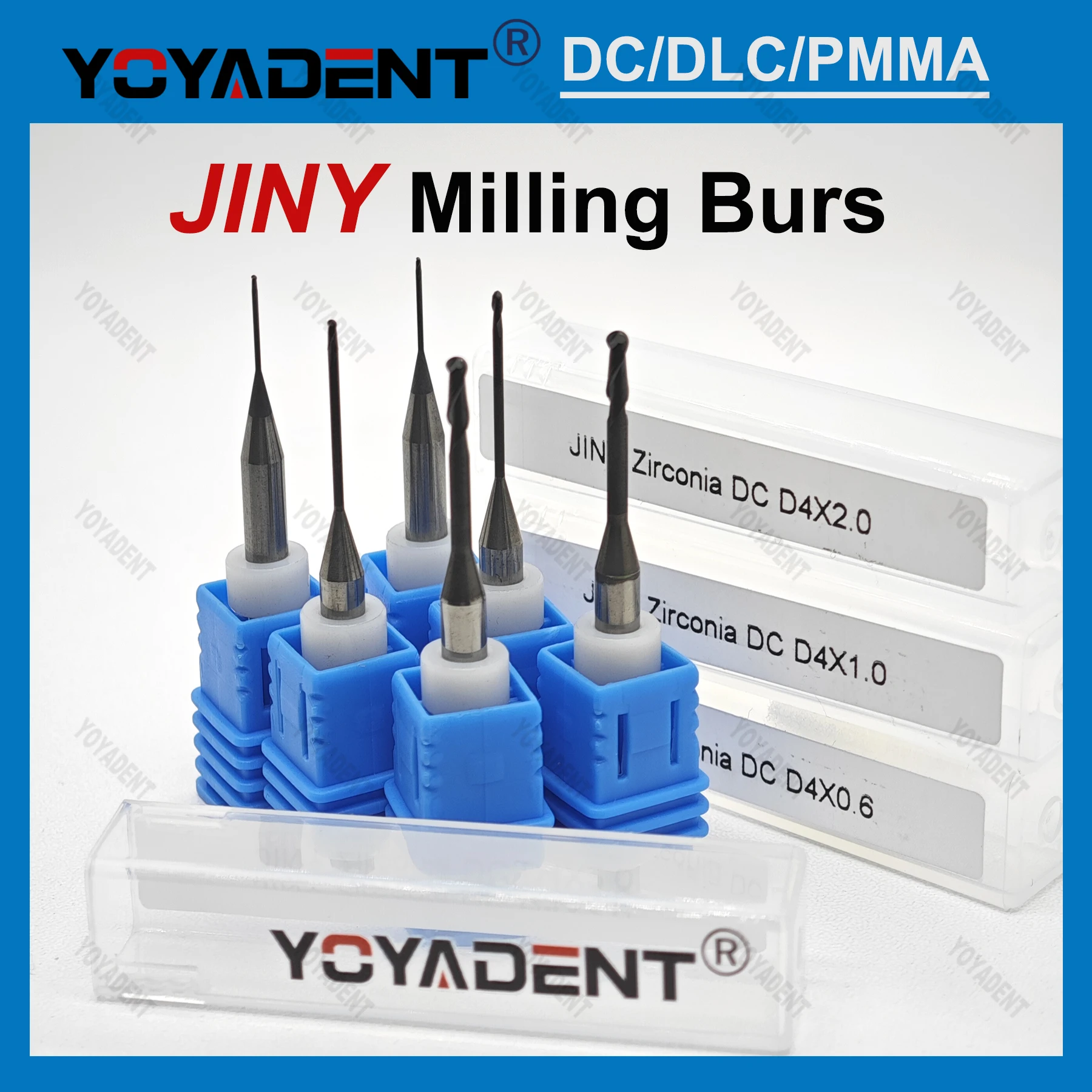 

Dental Zirconia Milling Burs JINY D4/D3.175 Shank Diamond Coated For Cutting Zirconia PMMA Disc Dentistry Milling Machine
