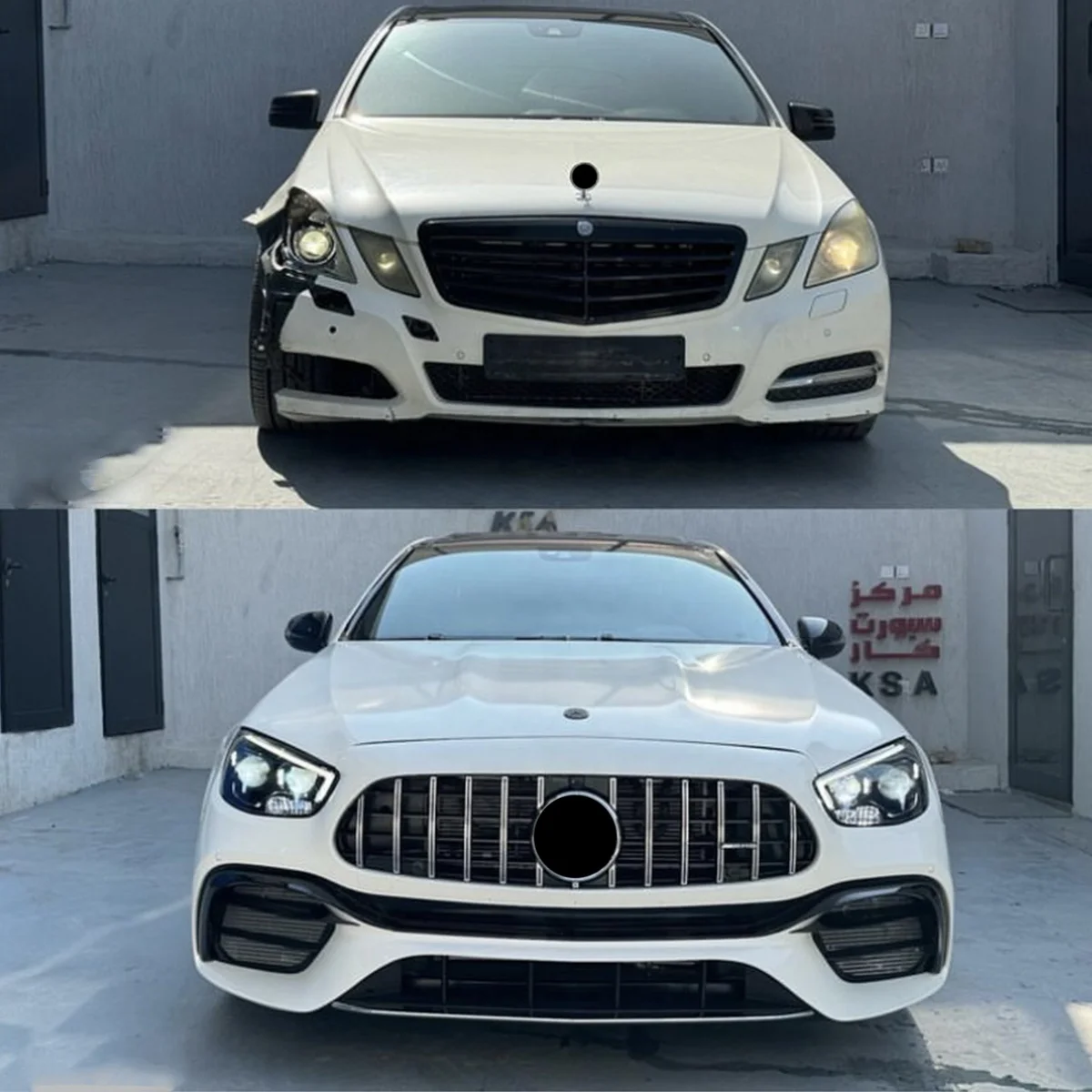 Car Bumpers for Mercedes Benz E Class W212 2009-2015 Years Upgrade 2023 E63 Model with Headlights Hood Bumpers