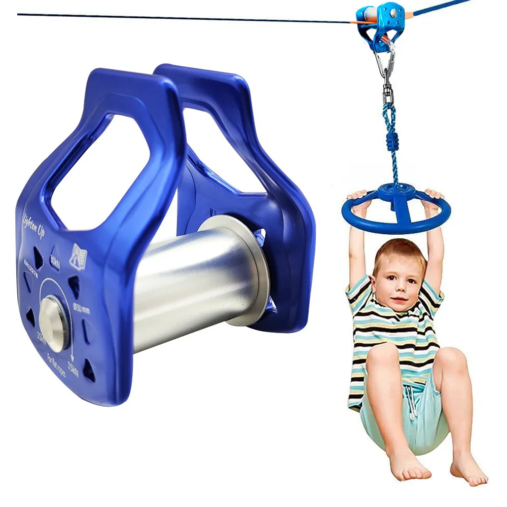 Lighten Up Ninja Slider Slackline Polea con mosquetón tiroolesa para niños Patio trasero Zipline
