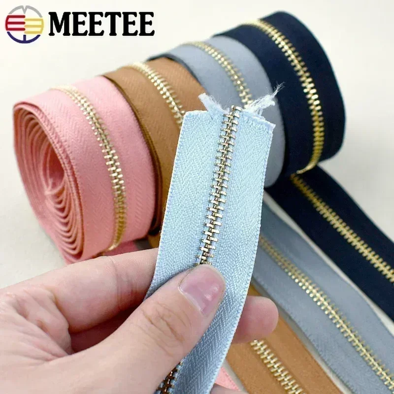 1-5Yards 5# Metal Zipper Roll Clothes Sewing Zippers for Bag Decorative Colorful Zip Tape Backpack Shoes Zips Closure Repair Kit